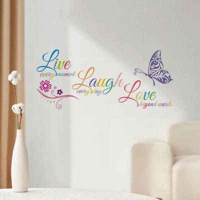Decorative Wall Sticker Self-adhesive DIY Colorful Positive Live Laugh Love Butterfly Decal Home Decor