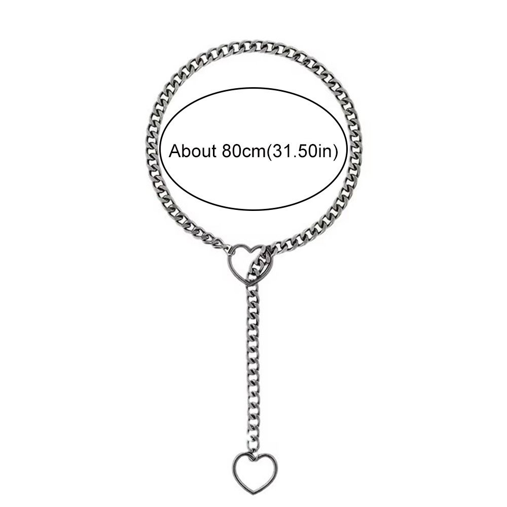 Long Cuban Link Necklace Stainless Steel O-ring Clavicle Chain Heart-shaped Necklace  Party Wear