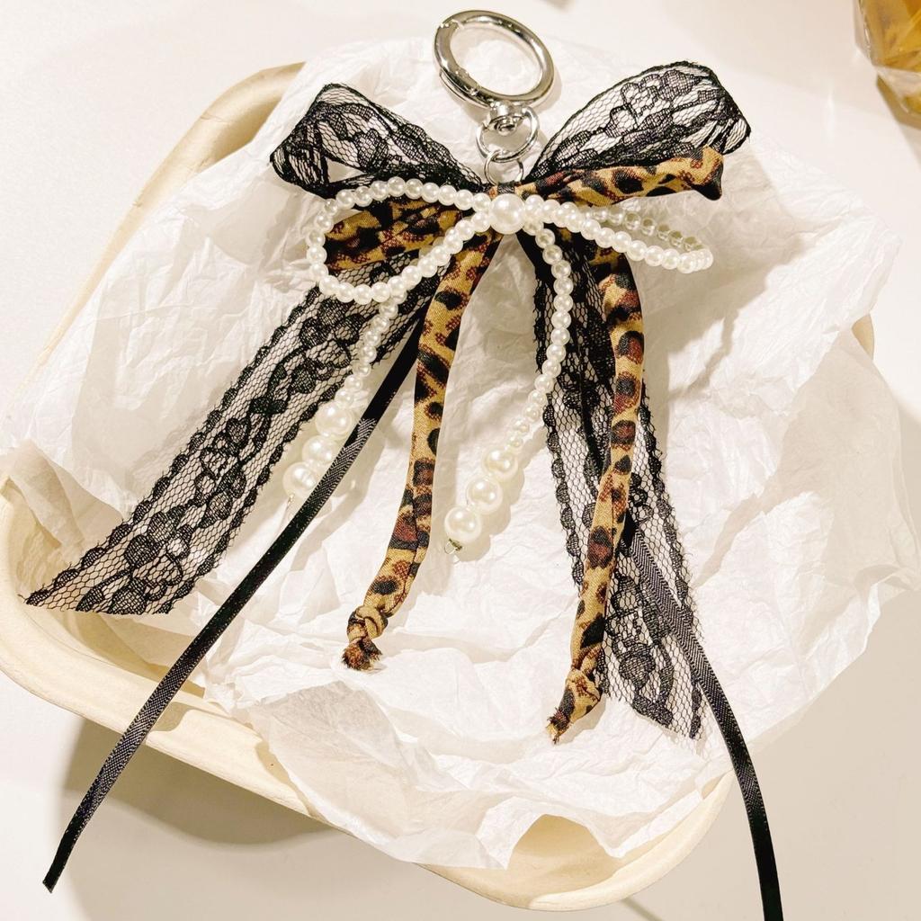 Süßer Spitzen-Schleifen-Schlüsselanhänger mit Perlen, Handy-Anhänger, Tasche-Hänge-Anhänger, Mode-Taschen Schlüsselanhänger-Zubehör, Süßes Geschenk für Frauen