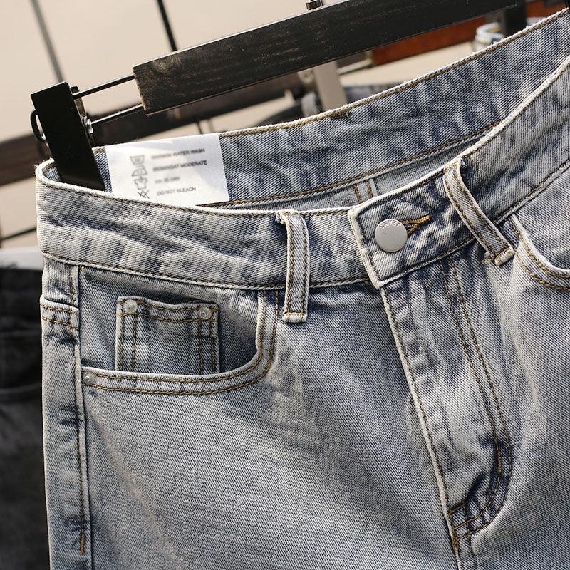 High Waist Plus Size Women's Frayed Denim Shorts - Slimming 5-Point A-line, Summer Loose Fit.
