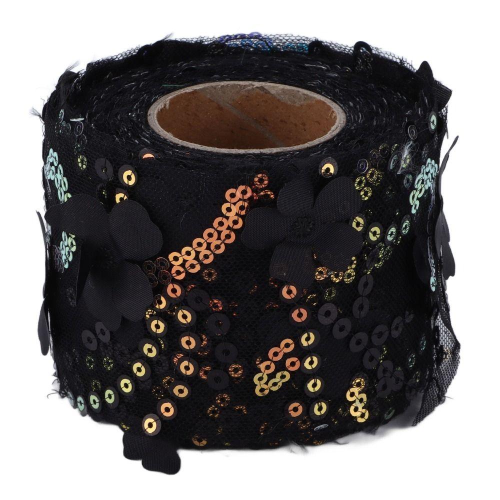 1pcs Polyester Material Sequined Tulle Roll 10 Yards Length Embroidered Sheer Ribbon For DIY Crafts
