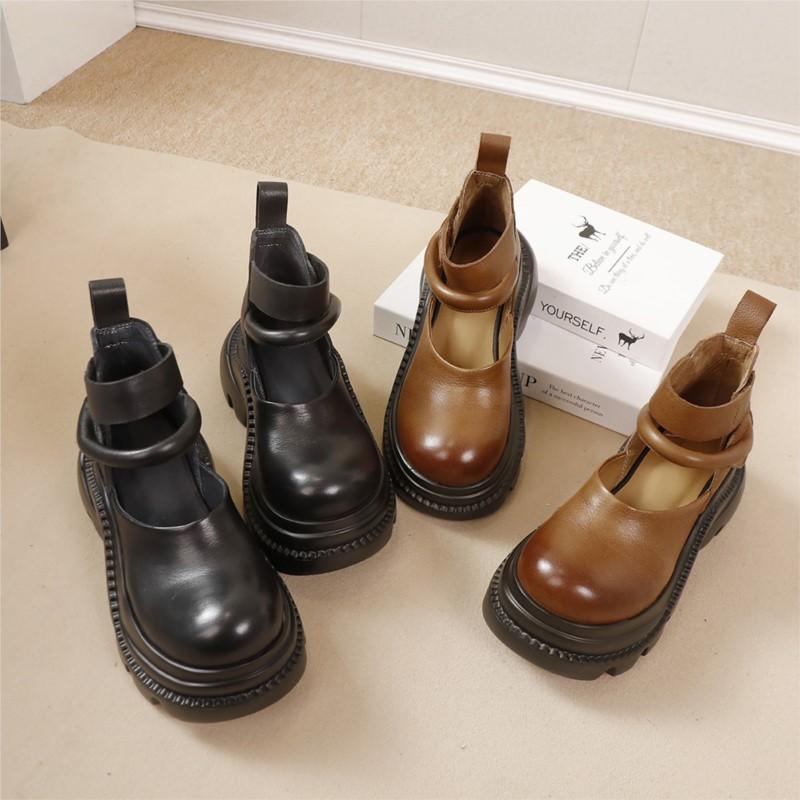 Fashion GKTINOO 2025 Spring/Summer New Pumps Women's Shoes Genuine Leather Thick Soled Fashion Retro Handmade Platform Shoes