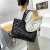 APOSITV Women's Quilted Nylon Down Tote Bag, Lightweight, Large Capacity (Black)