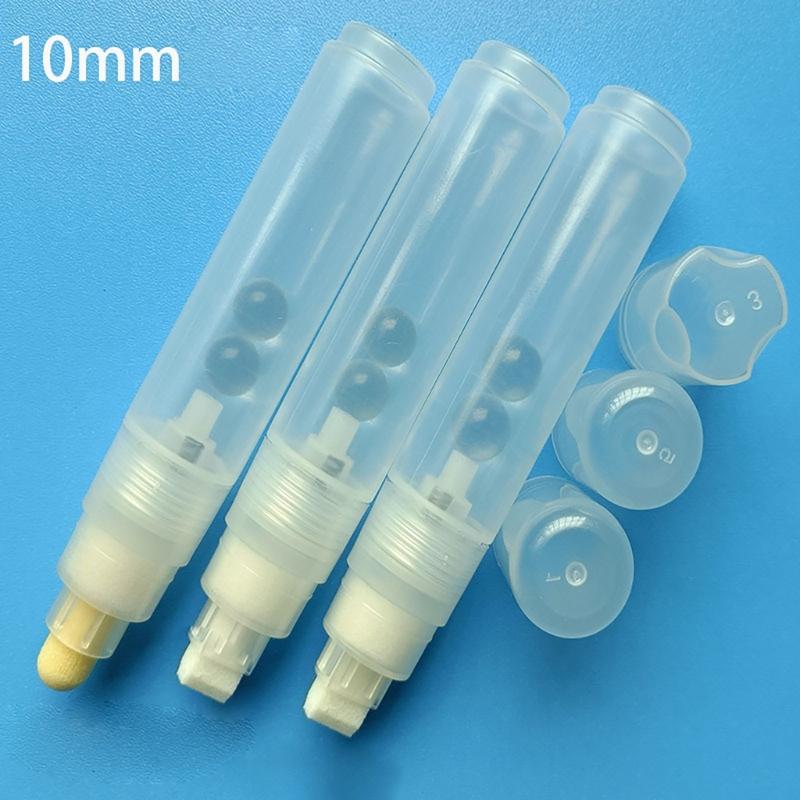 Leere Farbstifte, 10 mm, flache oder runde Spitze, leerer Acrylmarker, transparenter Stiftstab, nachfüllbarer leerer Farbmarker zum Zeichnen