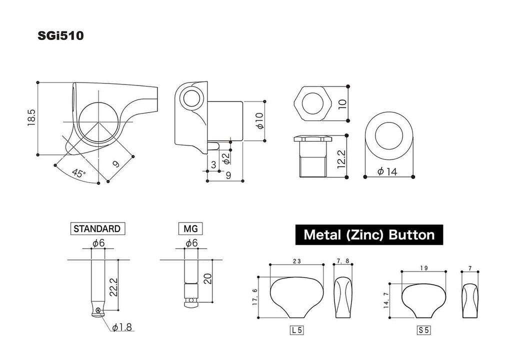 GOTOH SGi510 L6 Magnum Lock S5 Knob Chrome Guitar Peg 00023CYX/D