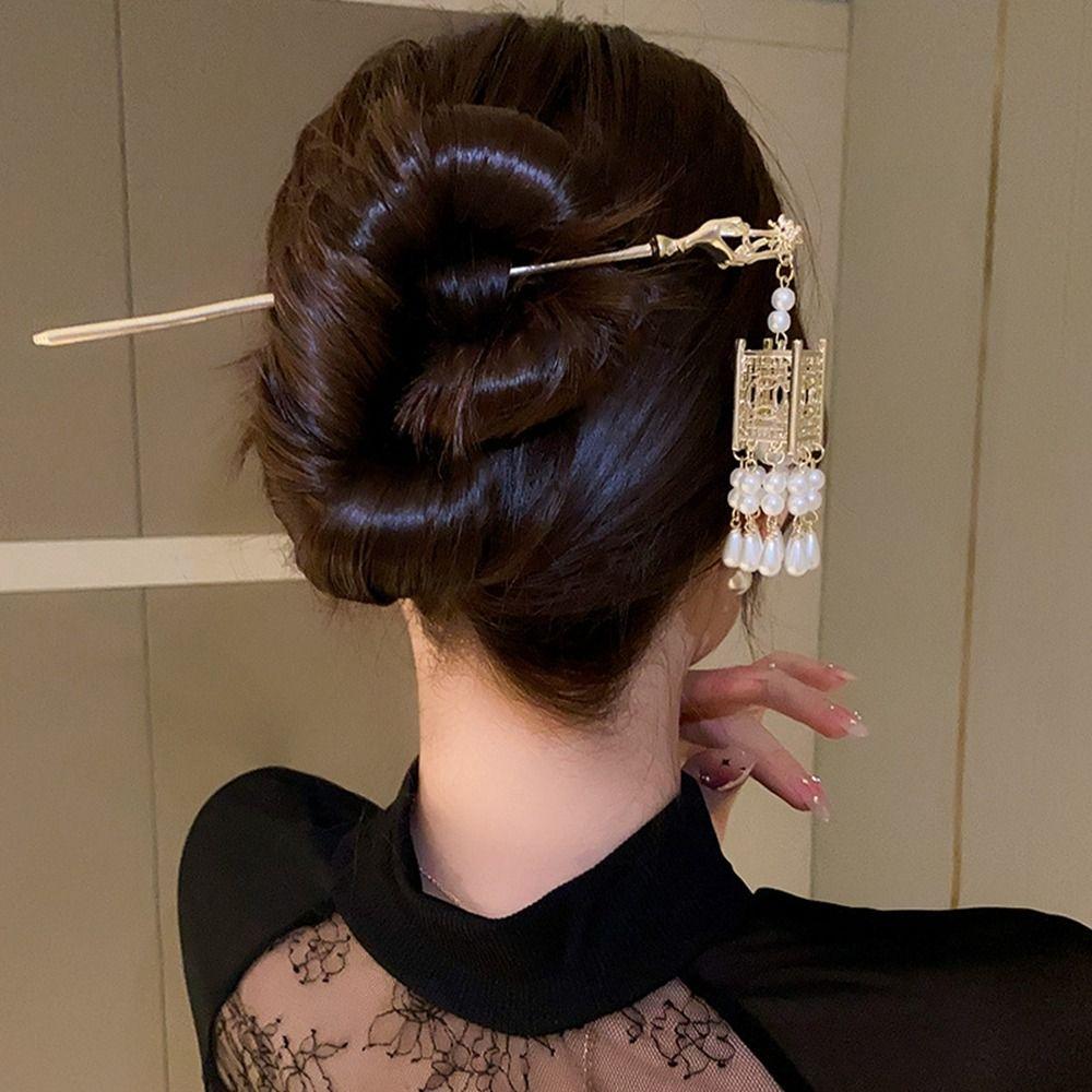 LED Light Lantern Tassel Hair Stick Copper Coin Glowing Lantern Hairpin   Hair Sticks for Long Hair