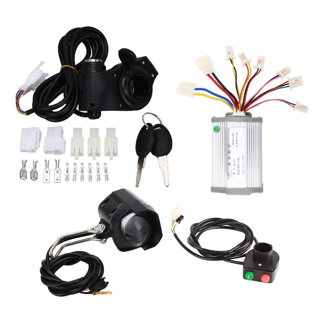 Electric Bicycle Conversion Kit 24V 1000W Brushed Controller Thumb Throttle Switch and Headlamp Kit