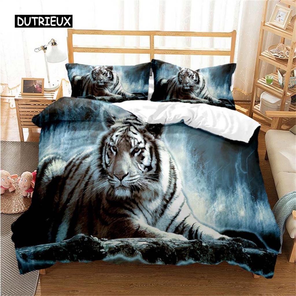 Duvet Cover Tiger Soft Comforter Cover Microfiber Animal Bedding Set Tiger Pattern Quilt Cover for Room Decor Bedclothes Bedroom