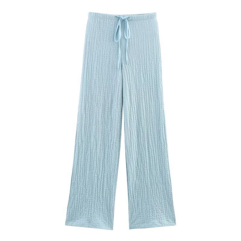Textured Sleeveless Cardigan Vest Tops 5039277 Straight-leg Loose Comfort and Casual Pants 5039278