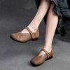 Johnature Bombas Retro Cuero Genuino Suela Suave Gancho y Lazo Cómodos Zapatos de Mujer Versátiles