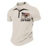 Men's Casual Loose Fit Polo Shirt Short Sleeve Top with Flag and Letter Print Zipper Collar Comfortable Summer Wear