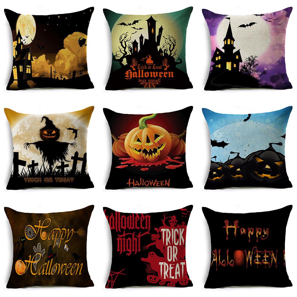 New Halloween Pumpkin Festival Festive Linen Pillow Case Home Sofa Cushion Car Pillow Case Gift