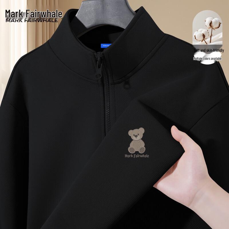 Mark Fairwhale Men's American Style Half-Zip Stand Collar Sweatshirt