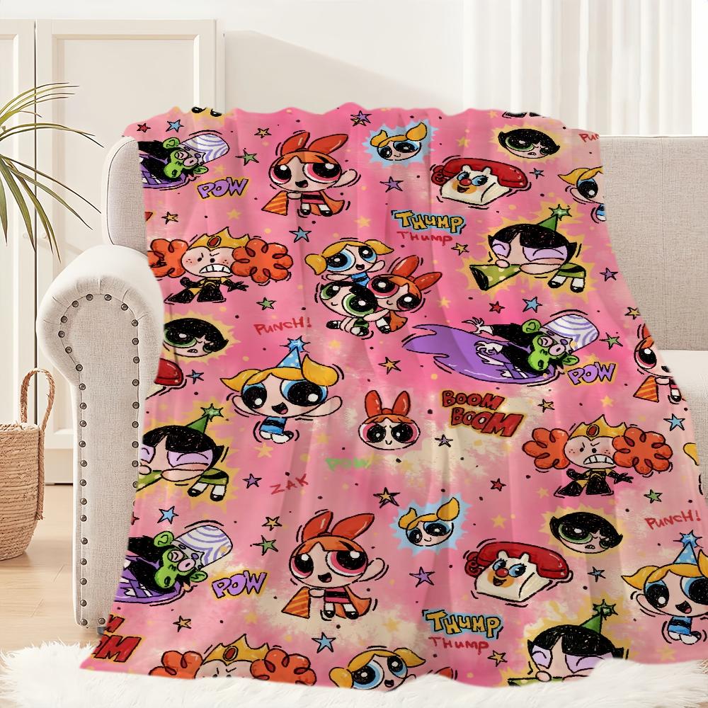 

Cartoon The P-Powerpuff G-Girls Cute Blanket Plush Nap Sofa rug for Living Room Office Bedroom Birthday Home Travel Kid Gifts 75x90cm