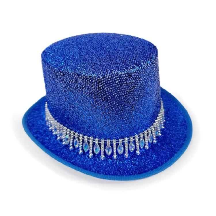Eye Catching Rhinestones Tall Hat Cosplay Hat Stage Show Hat Halloween Costume Ceremony Hat Evening Party Magicians Hat