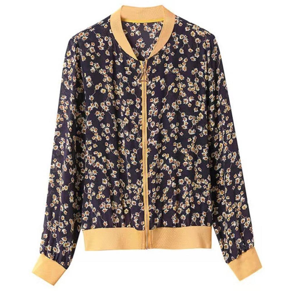 Baseball Uniform Short Jacket Women's Spring and Autumn Loose Jacket Long-sleeved Chiffon Sunscreen Clothing Women