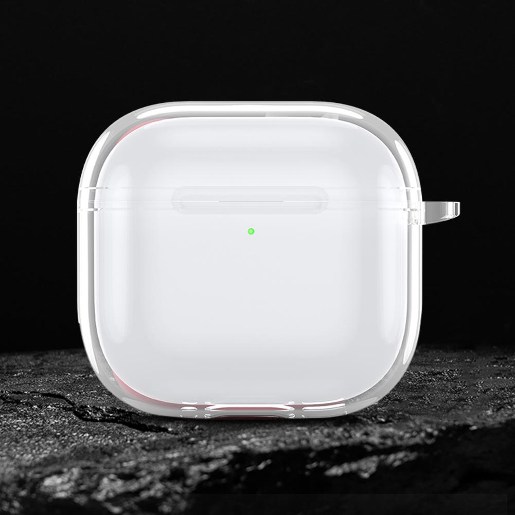 Wireless Earphone Cover TPU Shockproof Protective Cover Skin with Carabiner Transparent Case Anti-fall for Apple Airpods 4 2025