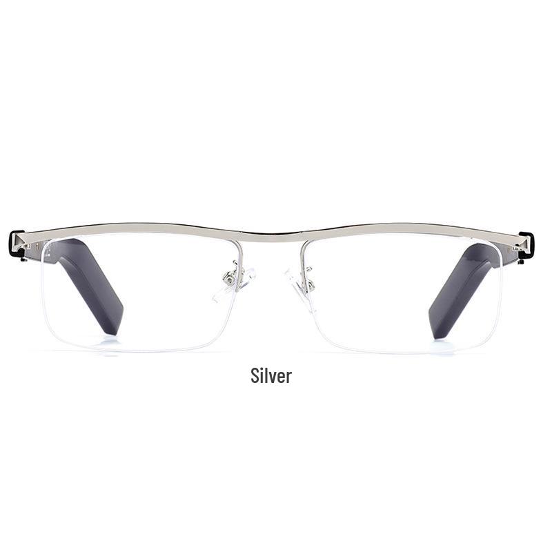 

LG12 Smart Bluetooth AI Glasses with UV & Blue Light Protection for Business & Sports срібний