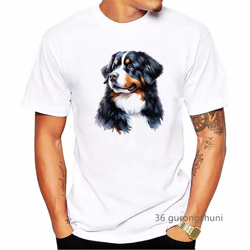 Bernese Mountain Dog Animal Printed T Shirt MenS Clothing Funny White Tshirt Homme Summer Fashion TShirt