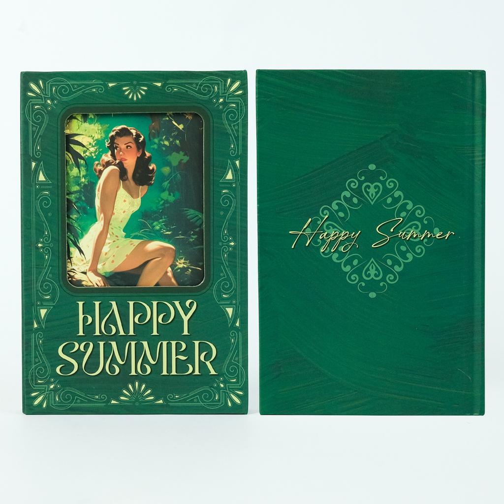 Retro Series Midsummer Convention Hard Shell Magnetic Portable Three Folding Notepad Student School Notebook