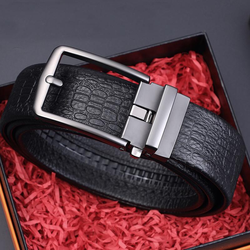 Men'S Belt First Layer Cowhide High-End Business Belt Travel Casual Versatile Automatic Buckle Belt