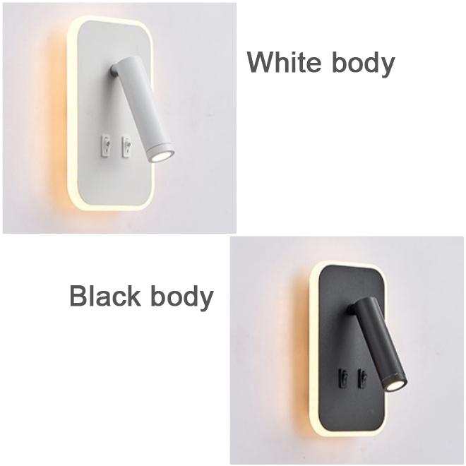 

Светодиодный настенный светильник 220 В переменного тока с подсветкой, вращающийся, регулируемый, для отеля, кабинета, чтения, спальни, прикроватная лампа, точечные светильники 220V&Cold White&Black body