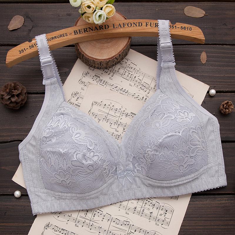 

New bra middle-aged and elderly steel-rimless bra large size thin big chest thin sponge-free mother bra combination срібло сірий колір
