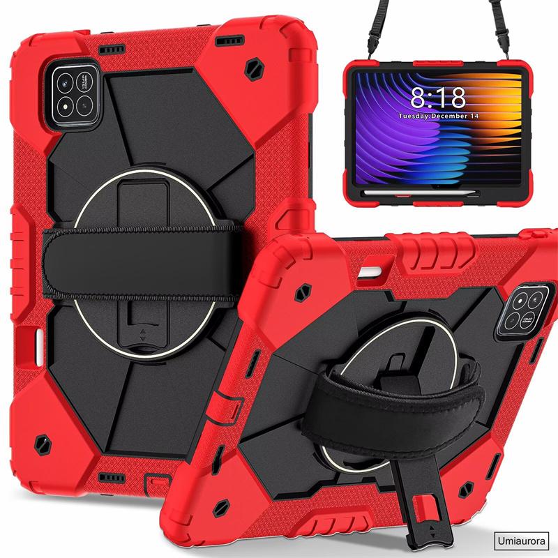 Pour Xiaomi Mi Pad7 11.2 Pad 5 6 11" 6S Pro 12.4" 7S Pro 12.5 Pouces Étui Robuste Antichoc pour Tablette avec Support Sangle Main Épaule Funda