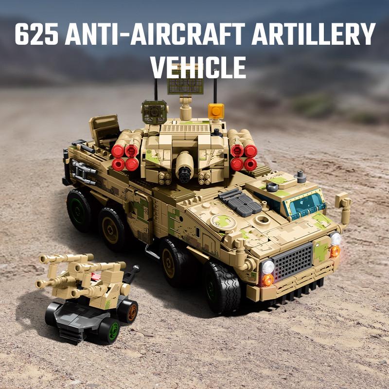 765pcs Anti-Aircraft Artillery Vehicle Assemblage Building Blocks MOC Military Series Car Model Bricks Toys Birthday Gifts