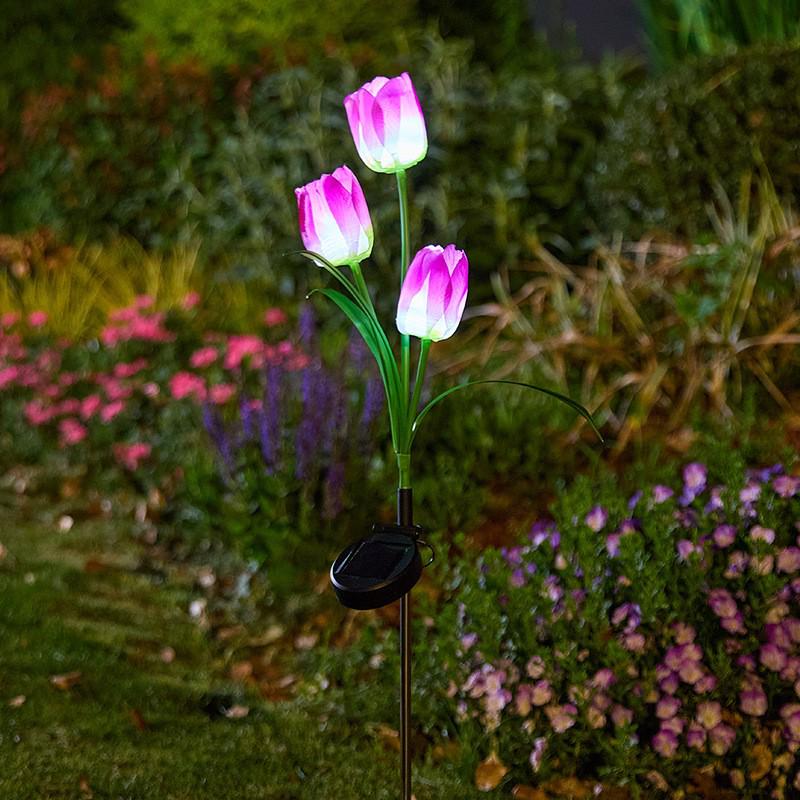 Tulip Solar Garden Stake Light: Outdoor Decorative Lawn Lamp