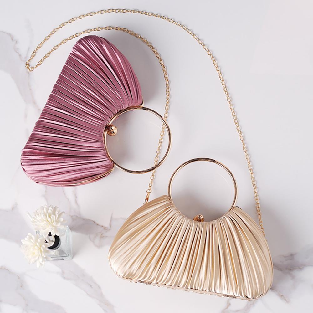 Evening Handbag Luxury Designer for Women Fashion Pleated Clutch Bag High Quality Pink Purse Crossbody Shoulder Phone Wallet