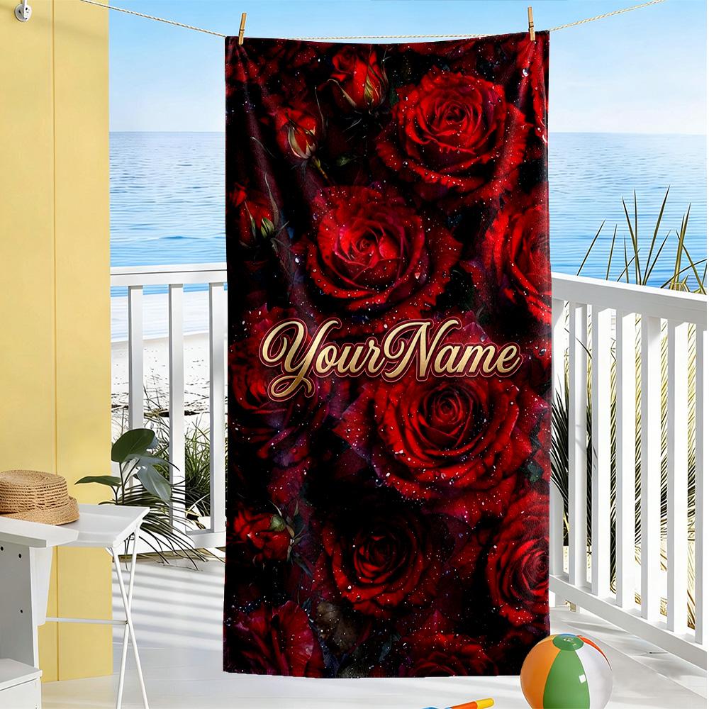 Rose Personalized Text Beach Towel Soft Durable Quick-Dry Portable for SwimmingBeachCamping Travel Beach AccessoriesGym