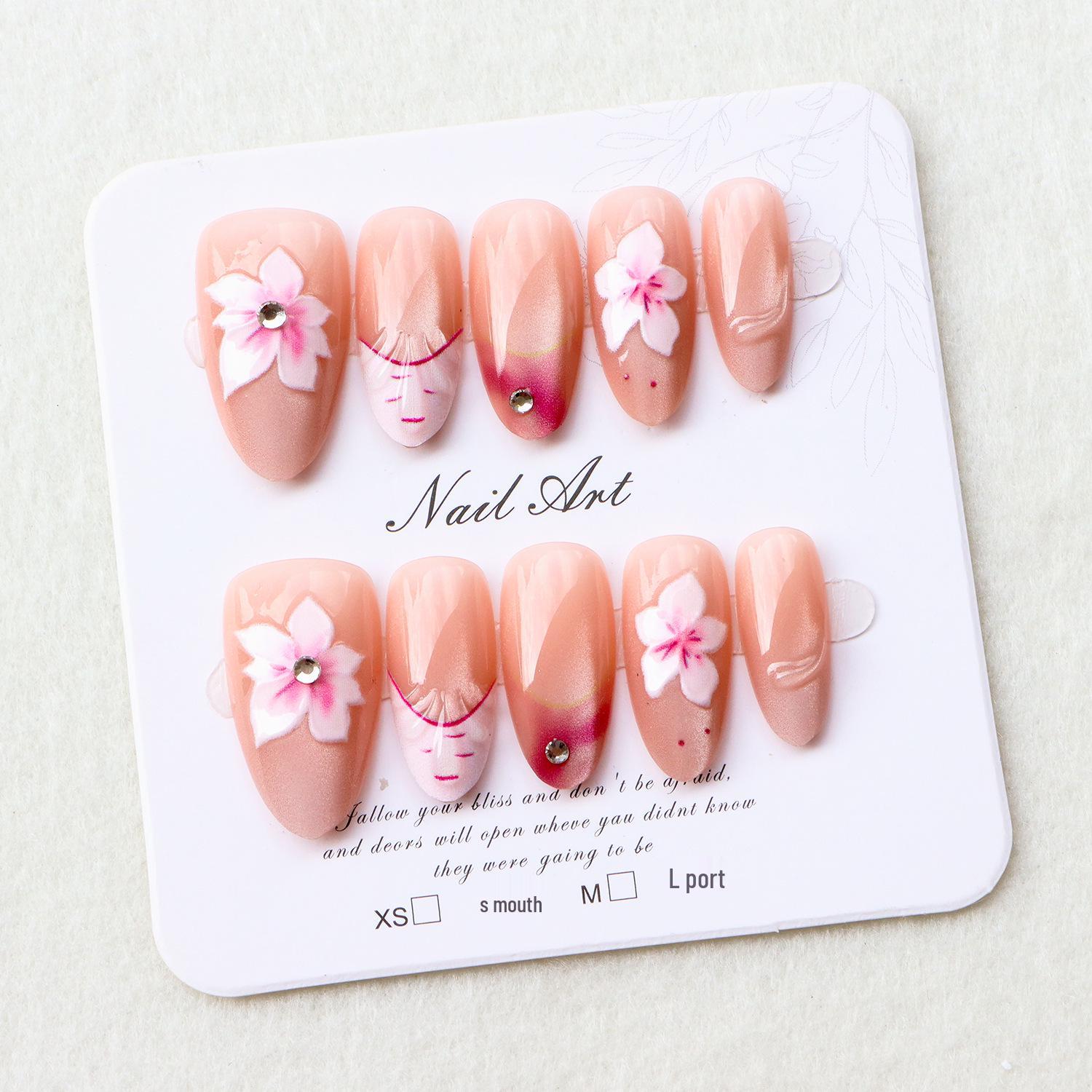 3D Pink Ice Flower French Nail Stickers - Wearable, Gentle, Skin-Whitening