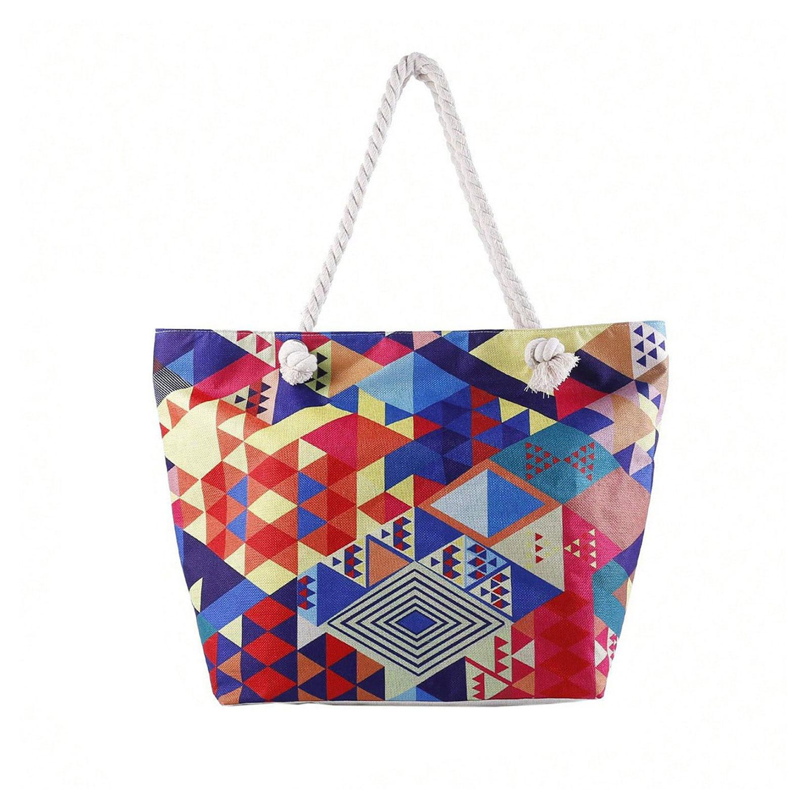 

Богемная сумка-тоут большой вместимости, идеально подходящая для плавания, универсальная и модная наплечная сумка для хранения и переноски на пляж. One Size