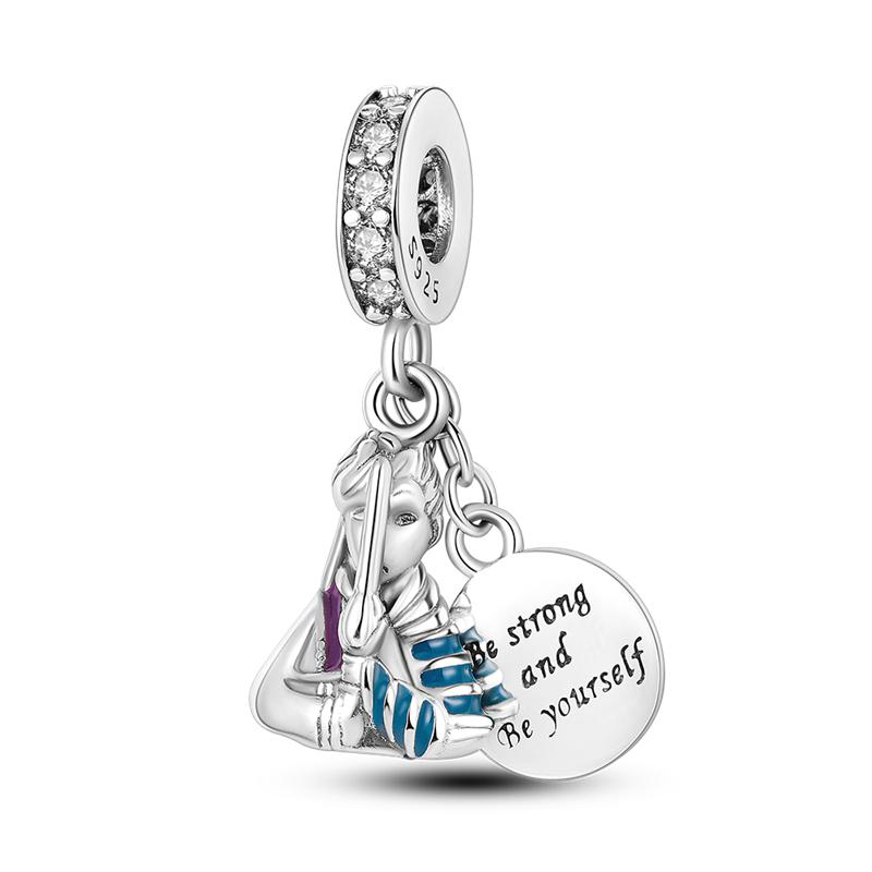 Inlaid Zircon Charm Beads S925 Sterling Silver Color Love Heart Snake Dangle Fit Original Bracelet Charms Pendant Jewelry