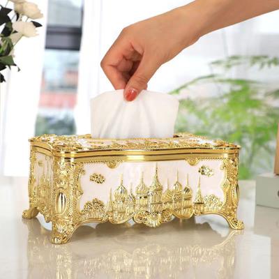 Taschentuchbox im Schlossstil im europäischen Stil, Aufbewahrungsbox für die Papierentnahme im Wohnzimmer, für die Tischplatte, für das Restaurant und die Bar, Serviettenentnahmebox