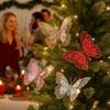 Glitter Christmas Butterfly Pendant Hollow-out Butterfly Tree Decoration  Birthday Decoration