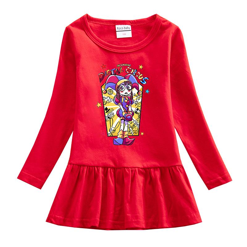 Korean Style Girls' Cartoon Long Sleeve Mesh Princess Dress for Spring & Autumn 2026