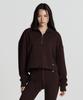 H Dex Women'S Ribbed High-Neck Half Zip-Up (Brown)