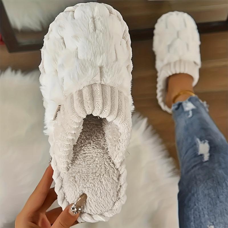 Dostupné Módní Jednoduché Kostkované Huňaté Pantofle Vnitřní Pohodlné Domácí Silná Měkká Podrážka