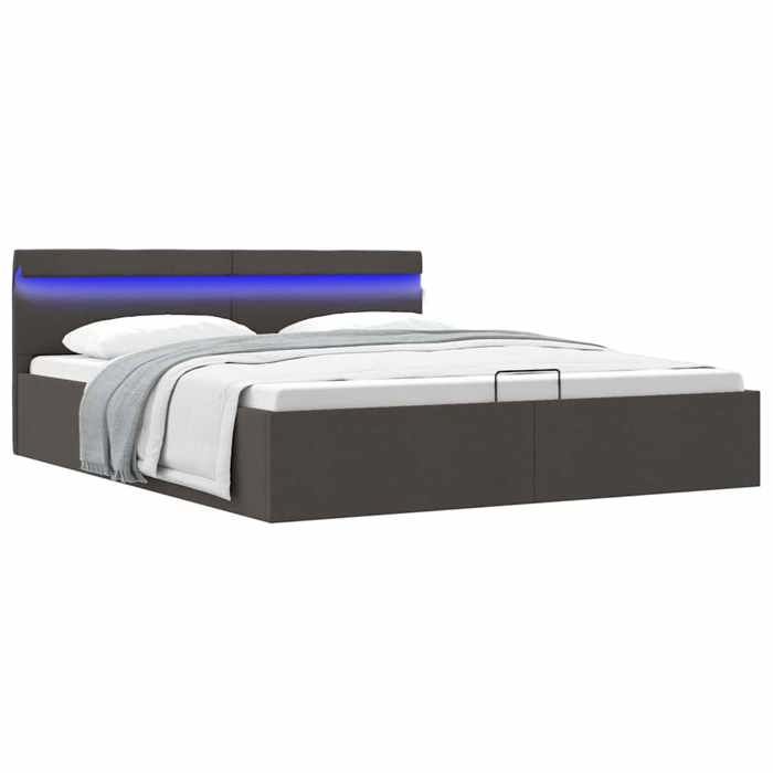 VidaXL Hydraulic Storage Bed Frames with LED Upholstered Bed Double Bed Adult Bed Storage Bed Bedroom Home 285605