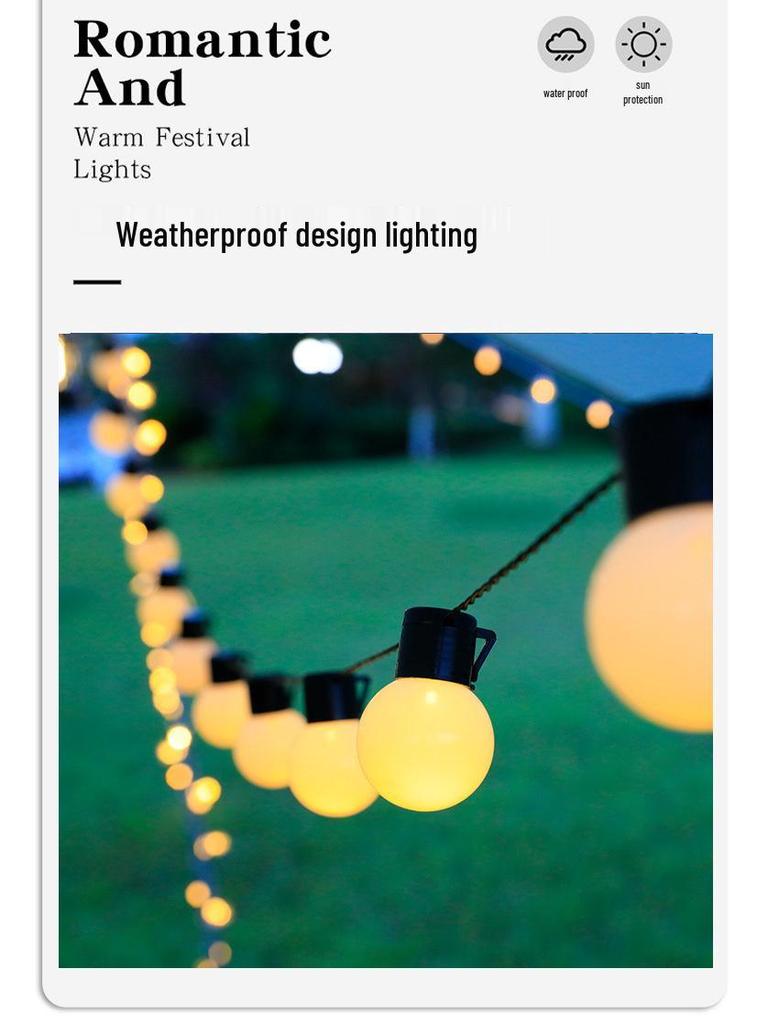 Outdoor LED String Lights - Round Ball Bulbs for Camping, Weddings, Stage, and Parties