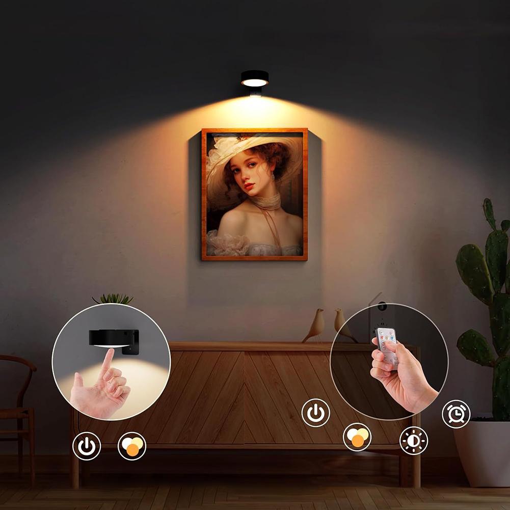 2/3Pcs Picture Lights for Wall Rechargeable Poster Lights Dimmable Wall Decor Light 3 Lighting Modes for Picture Frame Paintings