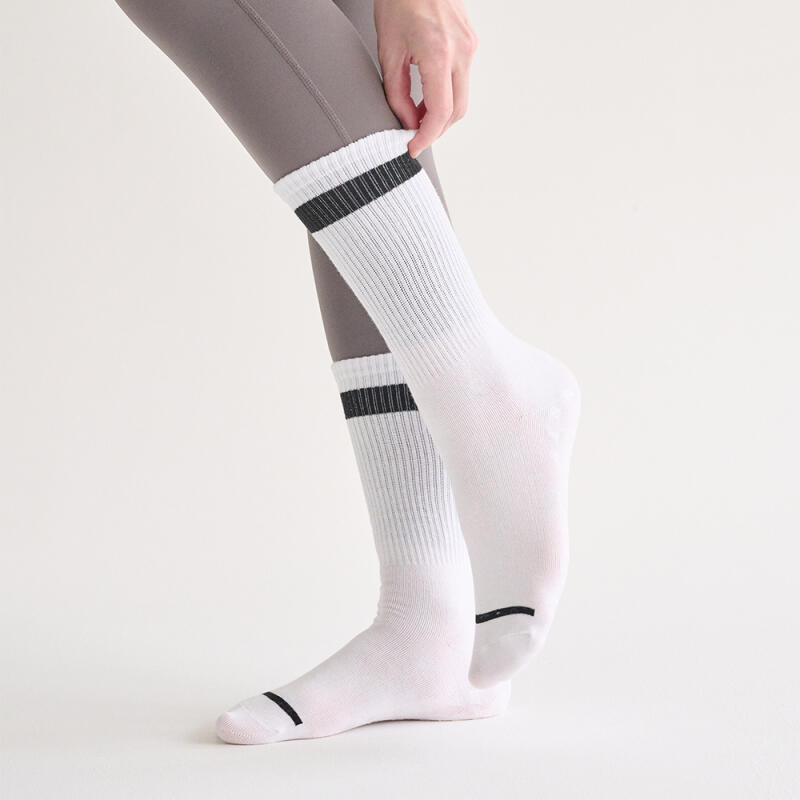 Women's Non-Slip Pilates Line Point Crew Socks (4 Pairs)