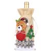 Christmas Decoration Linen Snow Cartoon Drawstring Bottle Cover