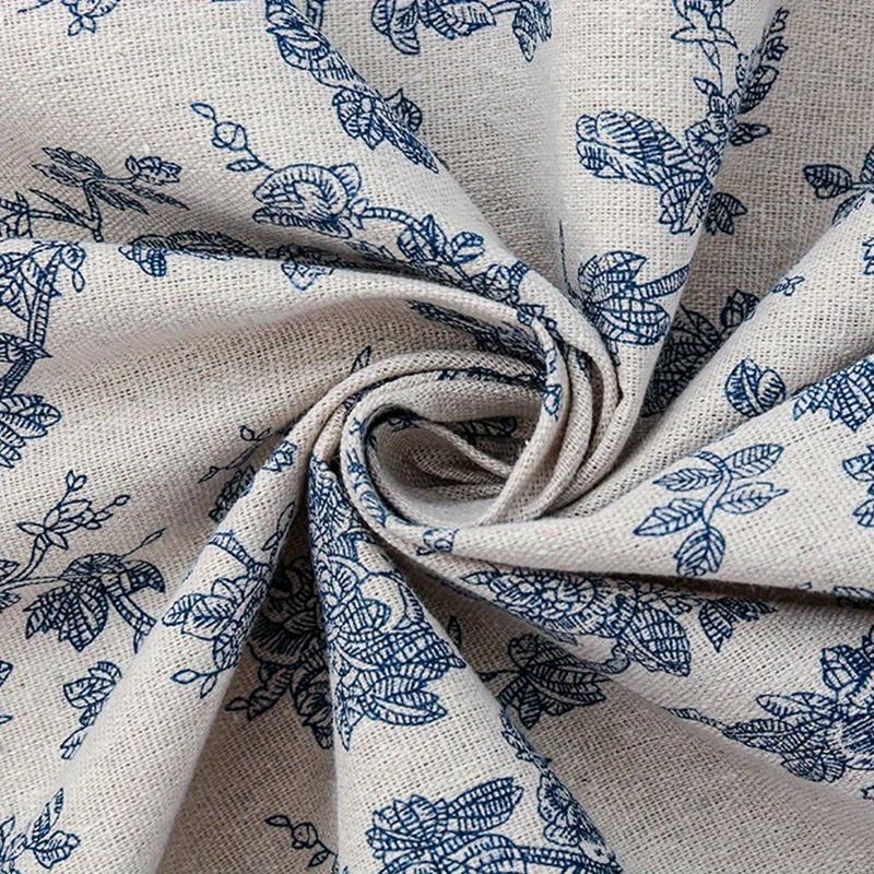 1ks Bavlna Len Modrá Retro Orchidej Látky Venkovský a Pastorační Styl Ručně Vyráběné DIY Závěsy Ubrusy Úložná Taška