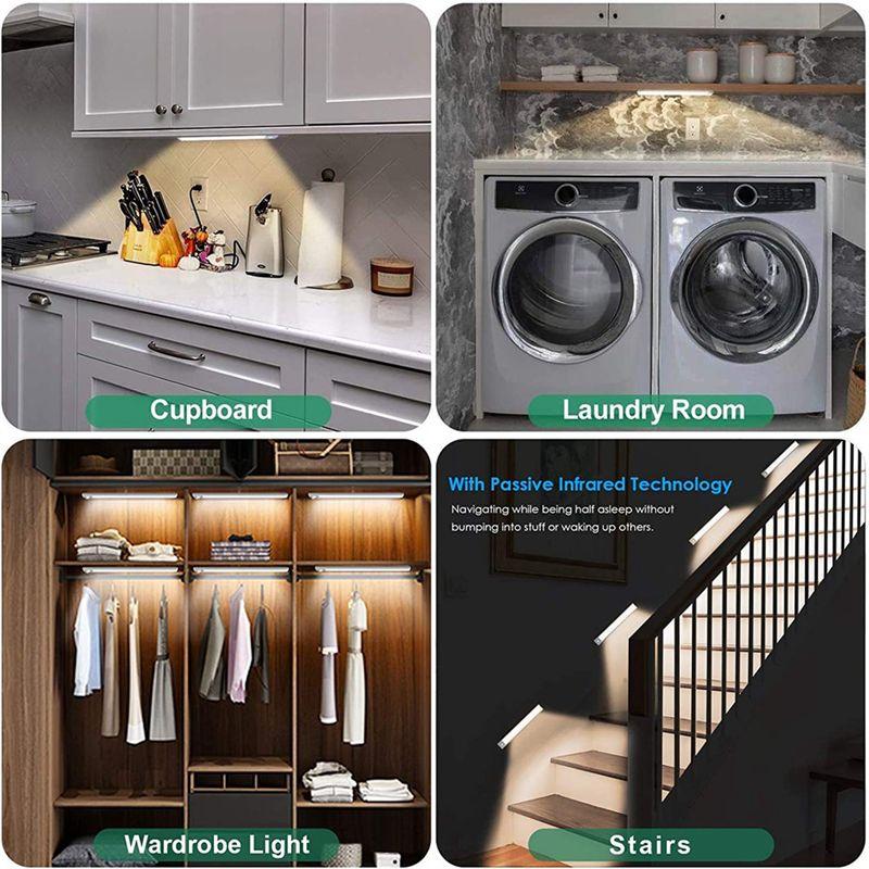 A84E-LED Motion Sensor Cabinet Light,Under Counter Closet Lighting, Wireless USB Rechargeable Kitchen Night Lights