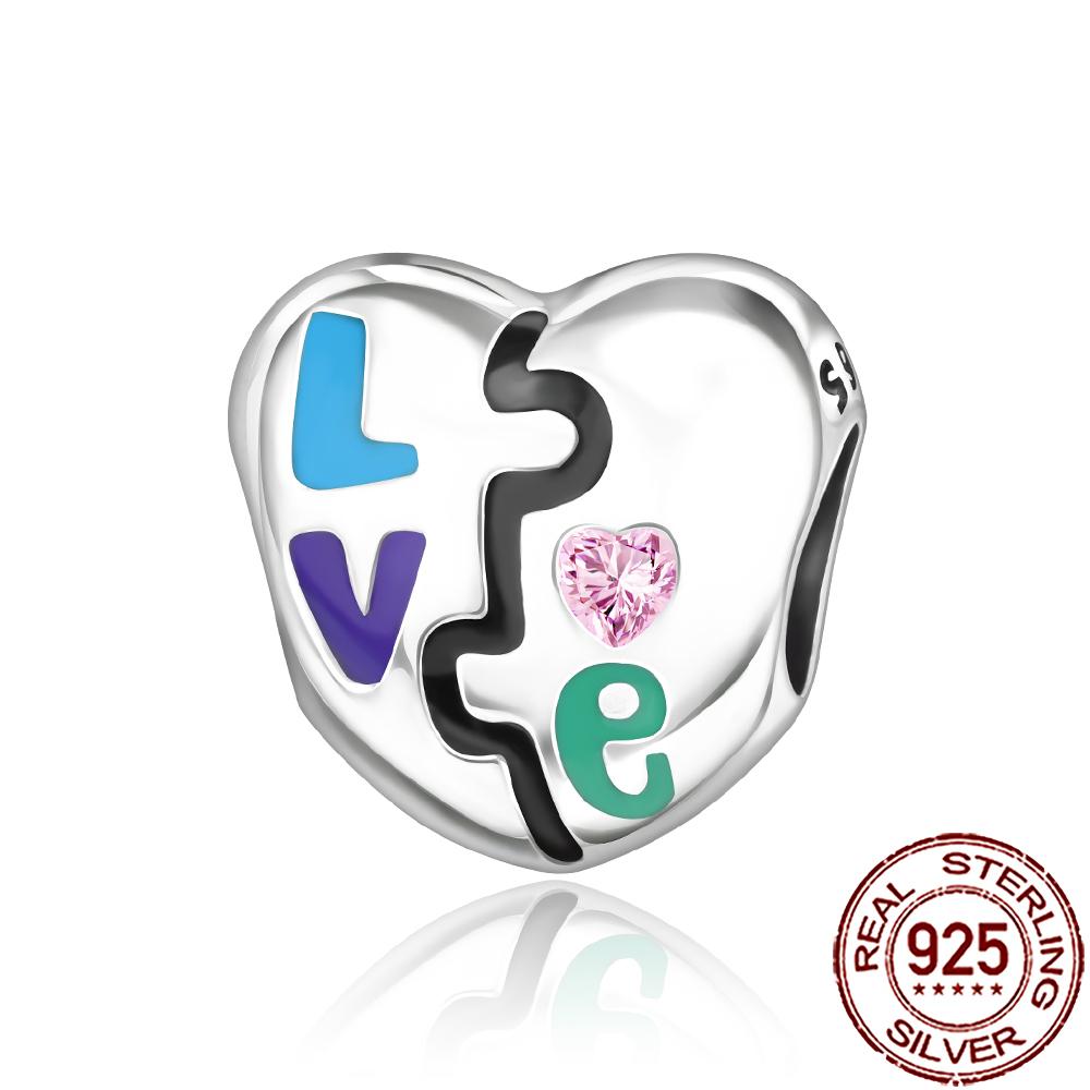 New Charms Copper Sparkling Mum Mother Family Love Heart Beads Fit Original Bracelet Necklace Diy Jewelry