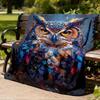1pc Owl Print Throw Blanket Polyester Fiber, Lightweight Flannel, Soft & Warm, All Season Use for Outdoor, Camping Digital Print