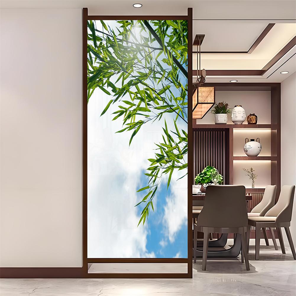 

Privacy Window Film Bamboo Leaves Style Decorative Static Cling Stained Glass Window Sticker for Home Decor 64 (as the picture,40x100cm WxH)